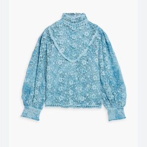 LoveShackFancy Blue Nerine Crocheted Lace Blouse